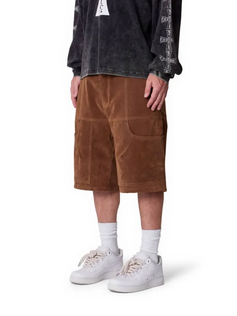 Baggy-Suede-Work-Shorts-Brown-3